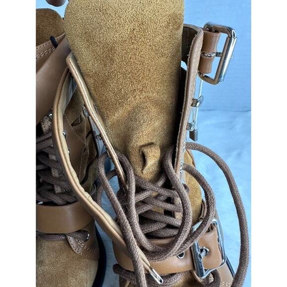 Chloe Rylee Brown Leather and Suede Booties Women's Size EU 36.5 Lace Up Cutout - Picture 8 of 16